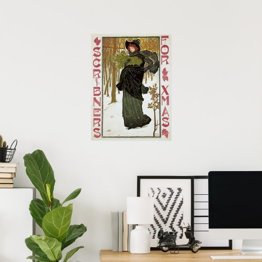 Weihnachtsgeschenk Jugendstil-Scribners Cover 1895 Poster (Heimbüro)