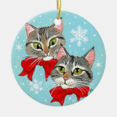 Weihnachtsgeschenk Katzen Winterschmuck Keramik Ornament (Vorne)