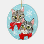 Weihnachtsgeschenk Katzen Winterschmuck Keramik Ornament (Links)