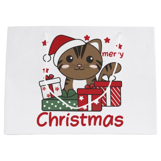 Weihnachtsgeschenk Katzen Wintertiere Katzen Gross Große Geschenktüte (Vorderseite)