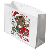 Weihnachtsgeschenk Katzen Wintertiere Katzen Gross Große Geschenktüte (Rückseite Schrägansicht)