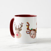 Weihnachtsgeschenk Kinder Funny Faces Maroon Kaffe Tasse (Vorderseite Links)