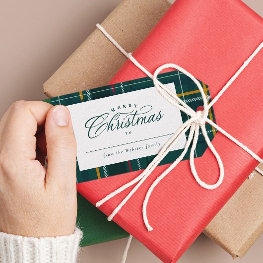 Weihnachtsgeschenk - Klassik Grün - kariert Geschenkanhänger