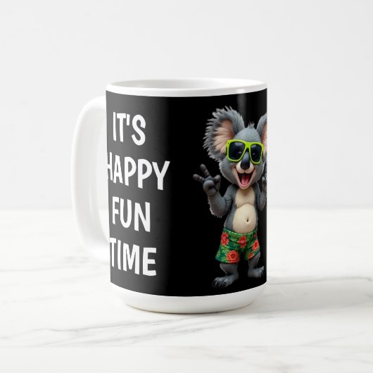 Weihnachtsgeschenk Koala Happy Fun Time Kaffeetasse (Vorderseite Links)