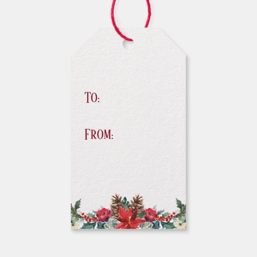 Weihnachtsgeschenk | Kranz in Evergreen Geschenkanhänger (Rückseite)