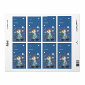 Weihnachtsgeschenk-Label mit Schneemann und Sterne (Vorne)