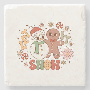 Weihnachtsgeschenk Lass es schneien Steinuntersetzer