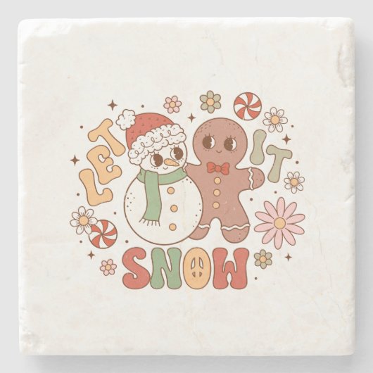 Weihnachtsgeschenk Lass es schneien Steinuntersetzer (Vorderseite)