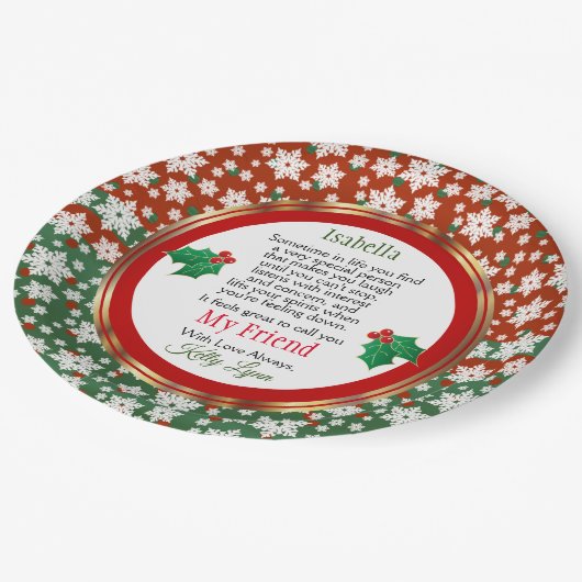 Weihnachtsgeschenk Leckerei für einen Freund, etc. Pappteller (Schrägansicht)