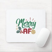Weihnachtsgeschenk | Merry AF Cool Sassy Mousepad (Mit Mouse)