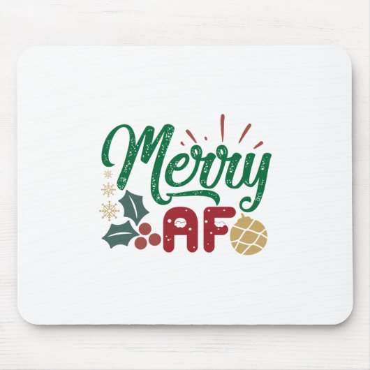 Weihnachtsgeschenk | Merry AF Cool Sassy Mousepad (Vorne)