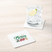Weihnachtsgeschenk | Merry AF Cool Sassy Rechteckiger Pappuntersetzer (Vor Ort)