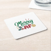 Weihnachtsgeschenk | Merry AF Cool Sassy Rechteckiger Pappuntersetzer (angewinkelt)