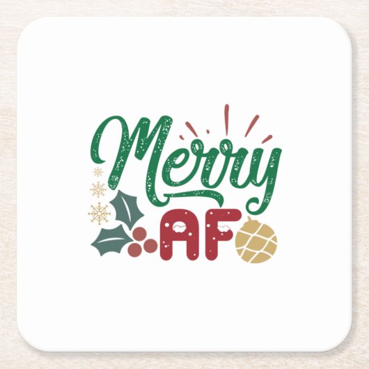 Weihnachtsgeschenk | Merry AF Cool Sassy Rechteckiger Pappuntersetzer (Vorderseite)
