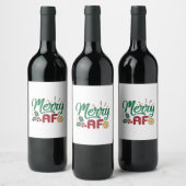 Weihnachtsgeschenk | Merry AF Cool Sassy Weinetikett (Flaschen)