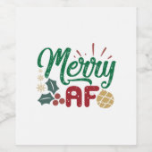 Weihnachtsgeschenk | Merry AF Cool Sassy Weinetikett (Einzelnes Label)