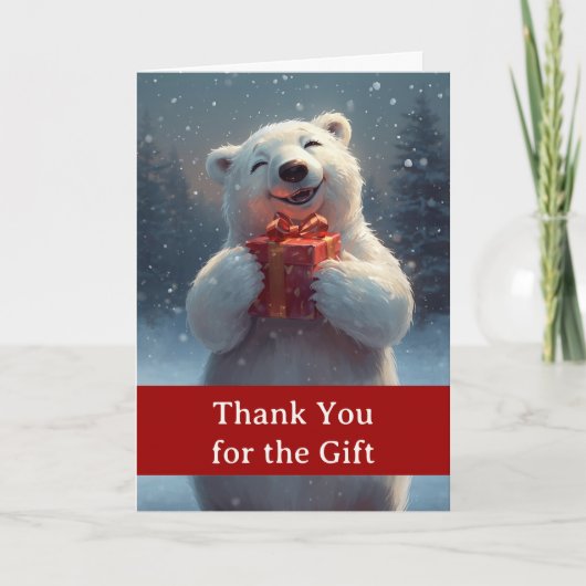 Weihnachtsgeschenk mit Dankeschön und Eisbär im Sc Karte (Vorderseite)