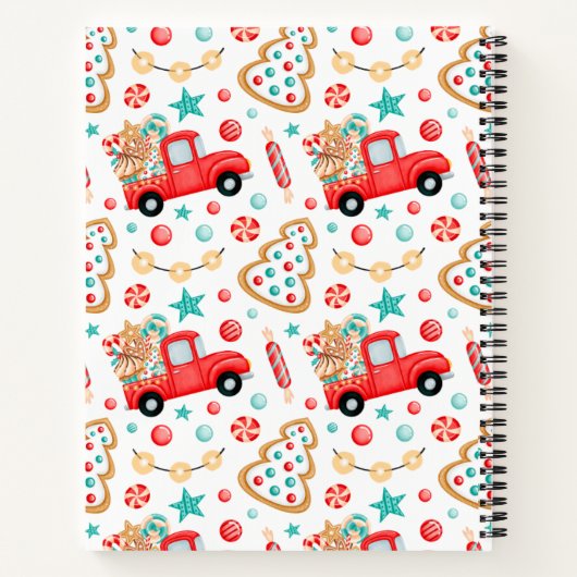 Weihnachtsgeschenk mit Geschenken und Süßigkeiten Notizblock (Rückseite)