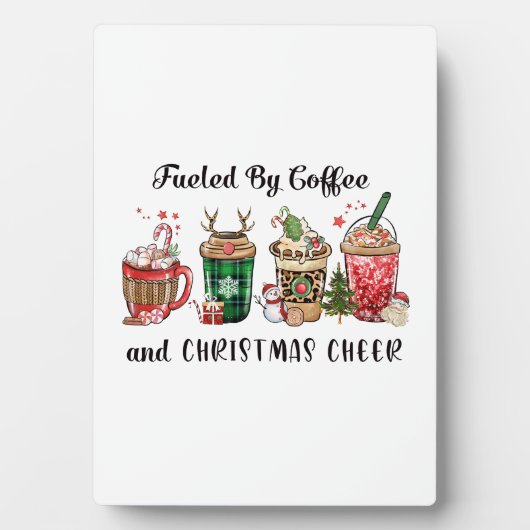 Weihnachtsgeschenk mit Kaffee und Weihnachtsjubeln Fotoplatte (Vorderseite)