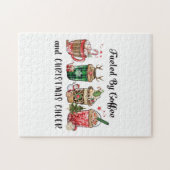 Weihnachtsgeschenk mit Kaffee und Weihnachtsjubeln Puzzle (Horizontal)