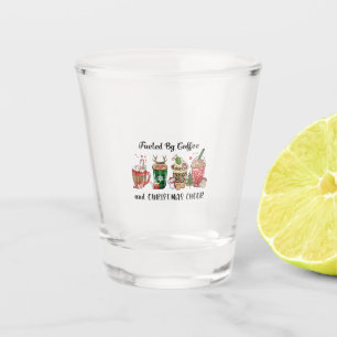 Weihnachtsgeschenk mit Kaffee und Weihnachtsjubeln Schnapsglas