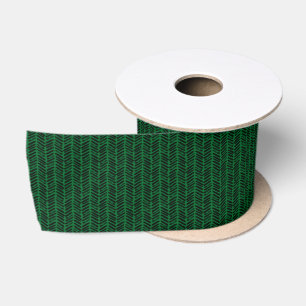 Weihnachtsgeschenk mit Pine Green Black Zigzag Satinband