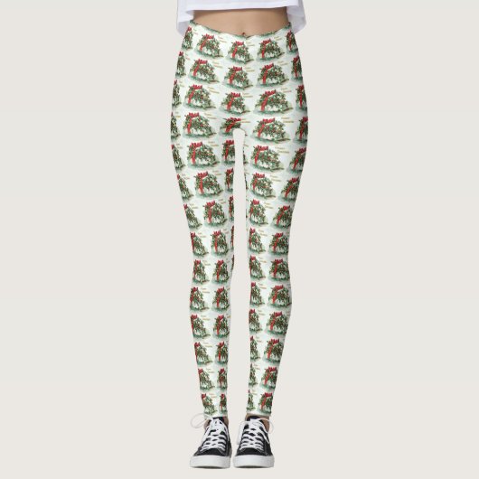 Weihnachtsgeschenk mit Red Bow und Holly Leggings (Vorderseite)