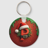 Weihnachtsgeschenk Monogramm P mit Santa Hut Schlüsselanhänger (Rückseite)
