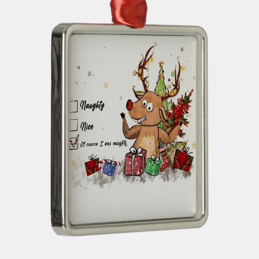 Weihnachtsgeschenk Naghty Nice Ornament Aus Metall (Rechts)