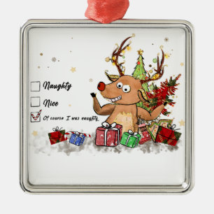 Weihnachtsgeschenk Naghty Nice Ornament Aus Metall