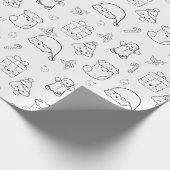 Weihnachtsgeschenk Niedlich Kawaii Doodle Schwarz- Geschenkpapier (Ecke)
