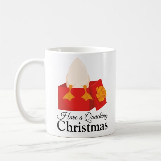 Weihnachtsgeschenk niedlicher Cartoon Ente in rote Kaffeetasse (Links)