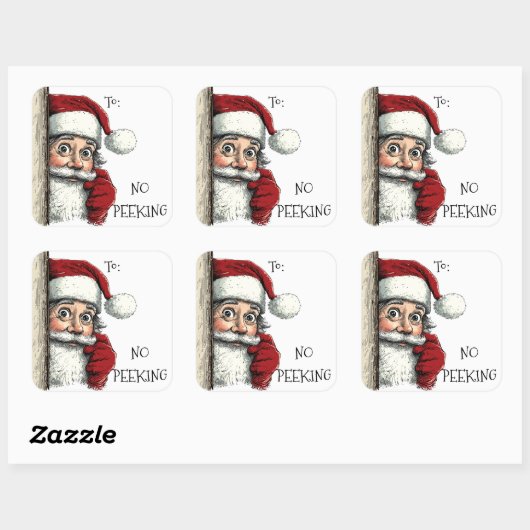 Weihnachtsgeschenk No Peeking Quadratischer Aufkleber (Blatt)