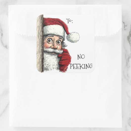 Weihnachtsgeschenk No Peeking Quadratischer Aufkleber (Tasche)