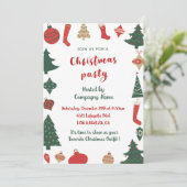 Weihnachtsgeschenk-Party Niedliche Bäume Socken Einladung (Stehend Vorderseite)