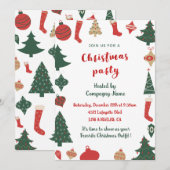 Weihnachtsgeschenk-Party Niedliche Bäume Socken Einladung (Vorne/Hinten)