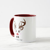 Weihnachtsgeschenk Personalisiert Rentier Face Mar Tasse (Vorderseite Links)