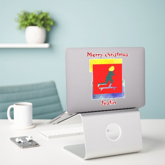 Weihnachtsgeschenk, personalisierter Name Aufkleber (Laptop auf Schreibtisch)