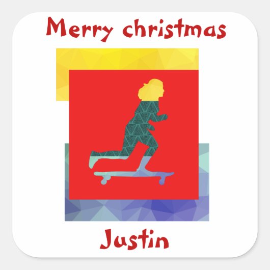 Weihnachtsgeschenk, personalisierter Name Quadratischer Aufkleber (Vorderseite)
