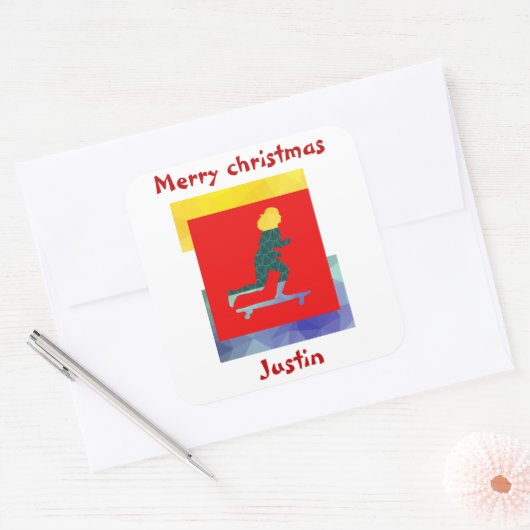 Weihnachtsgeschenk, personalisierter Name Quadratischer Aufkleber (Umschlag)