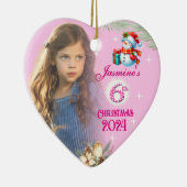 Weihnachtsgeschenk Personalisiertes Girl Foto Herz Keramik Ornament (Rechts)