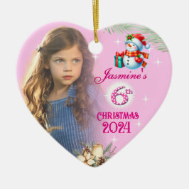Weihnachtsgeschenk Personalisiertes Girl Foto Herz Keramik Ornament