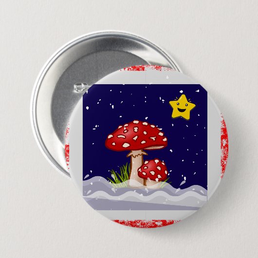 Weihnachtsgeschenk-Pilze Button (Vorne & Hinten)