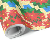 Weihnachtsgeschenk: Poinsettias, Gold Hintergrund Geschenkpapier (Rolleneckpunkt)