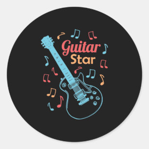 Weihnachtsgeschenk Proud Guitarrist Star Runder Aufkleber