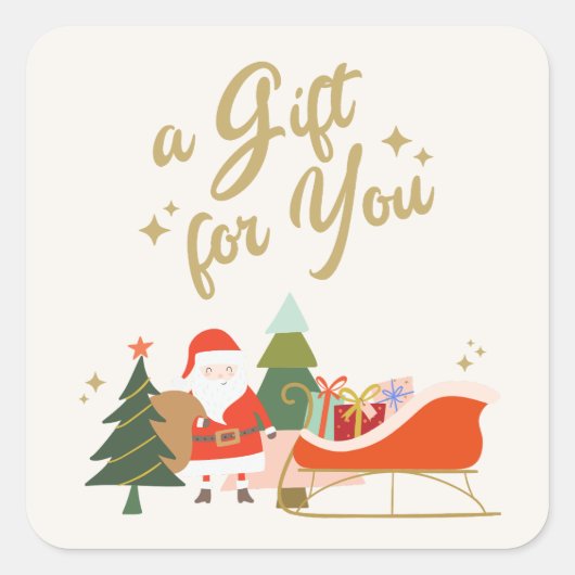 Weihnachtsgeschenk Quadratischer Aufkleber (Vorderseite)