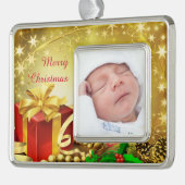 Weihnachtsgeschenk Rahmen-Ornament Silber (Links)