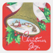 Weihnachtsgeschenk-Retro-Glocken Weihnachtsaufkleb Quadratischer Aufkleber (Vorderseite)