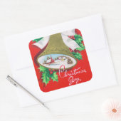 Weihnachtsgeschenk-Retro-Glocken Weihnachtsaufkleb Quadratischer Aufkleber (Umschlag)