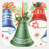 Weihnachtsgeschenk-Retro-Glocken Weihnachtsaufkleb Quadratischer Aufkleber (Vorderseite)